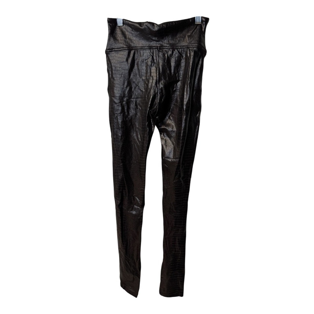 SPANX Faux Leather Croc Shine Leggings Womens Small High Waisted Tummy Control - Picture 2 of 8